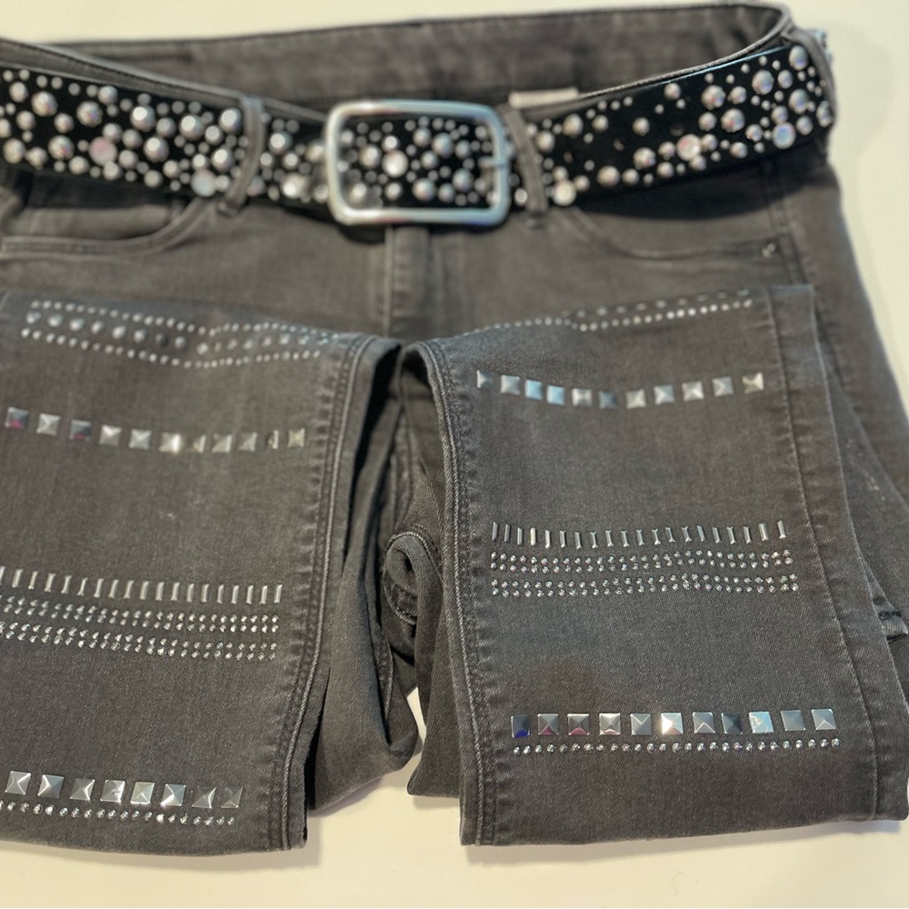H&M Skinny Jeans Denim Pants Black with Pewter Studs Women's Size 31"x32"